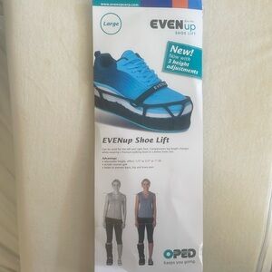 Even up shoe lift size large. Can be used on left or right foot.